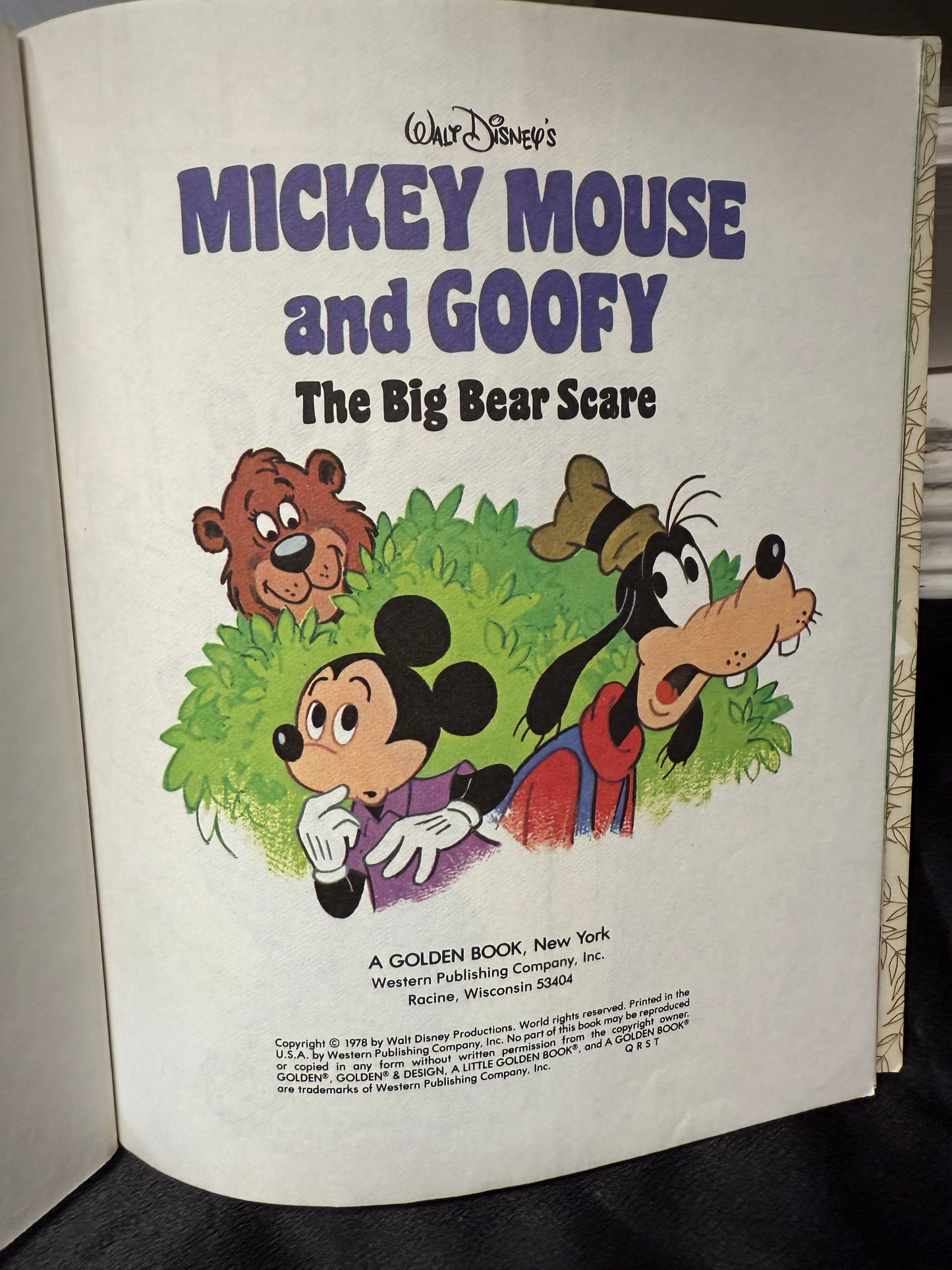 Mickey Mouse & Goofy The Big Bear Scare Children Book