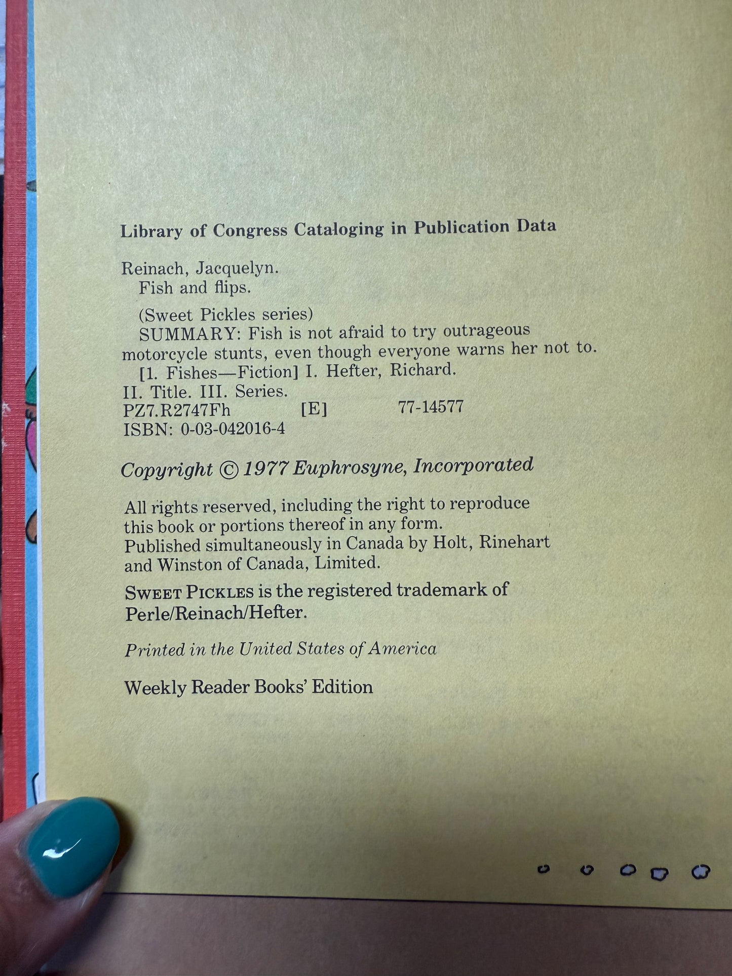 Sweet Pickles Fish and Flips Children Book 1977