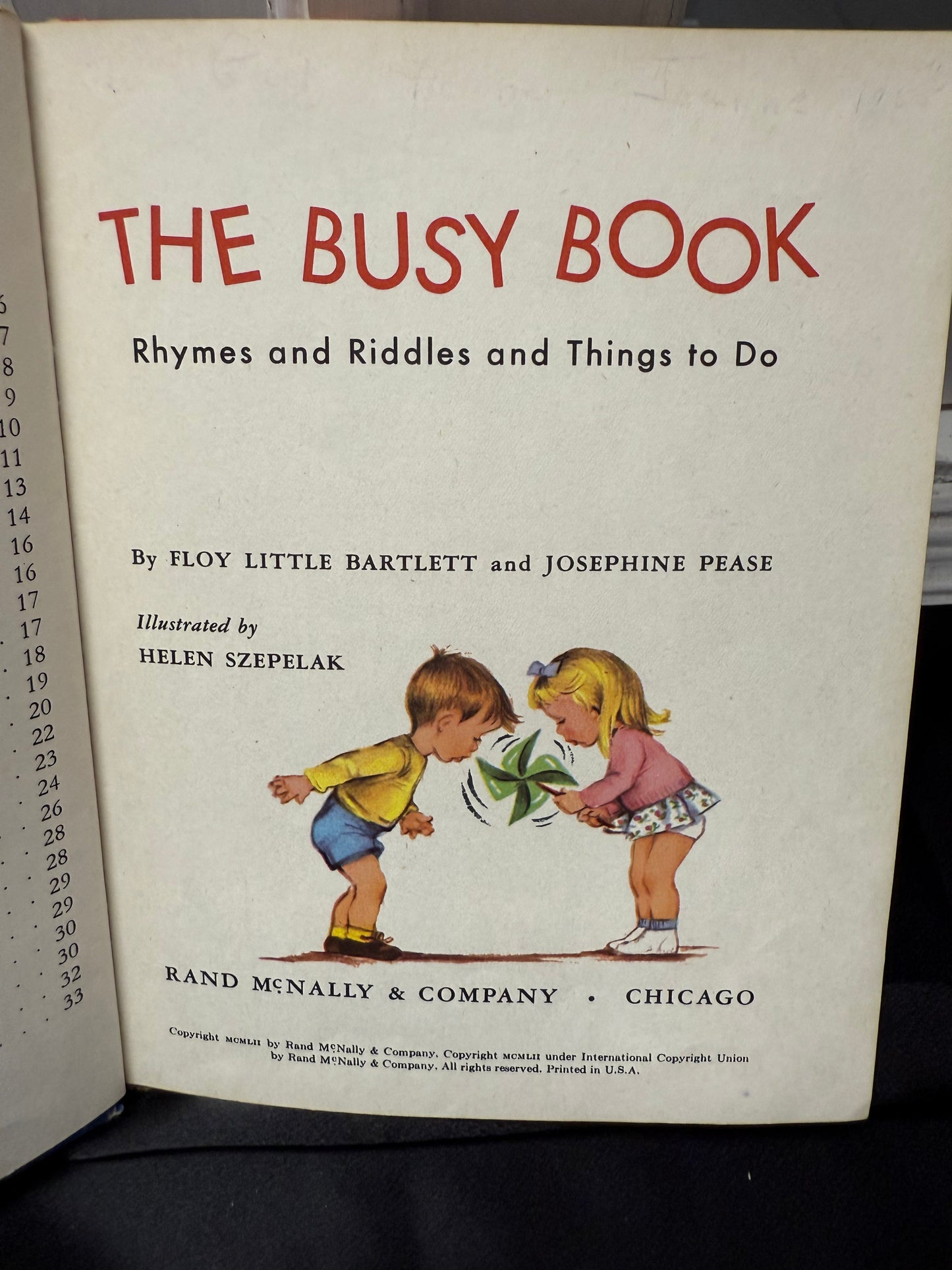 The busy books Rhymes and Riddles and Things to Do 1952 1st ed