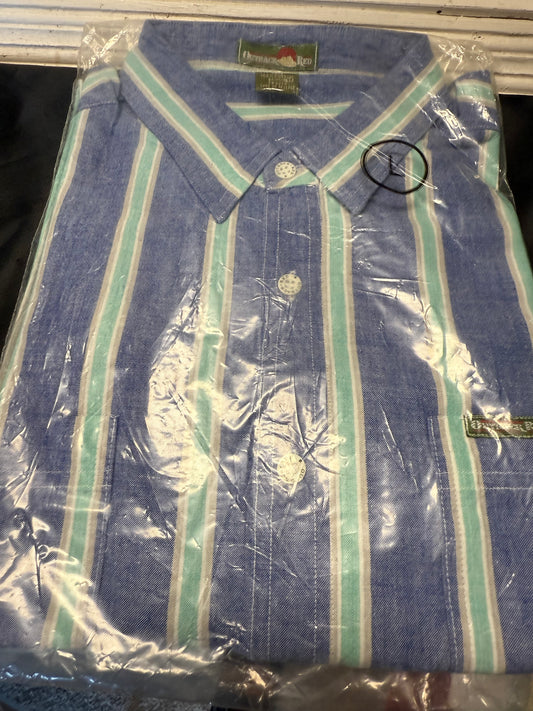 Outracr Red Blue Teal and white striped Mens Shirt