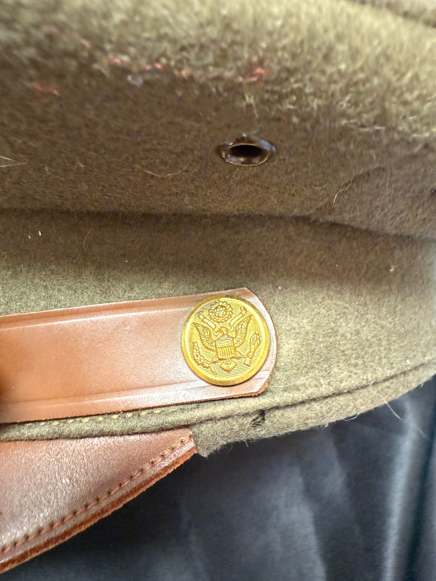 Green Military hat with Eagle Emblems used