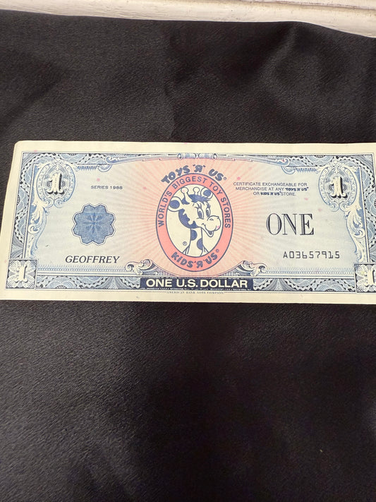 Toys R US $1.00 Bill Like new