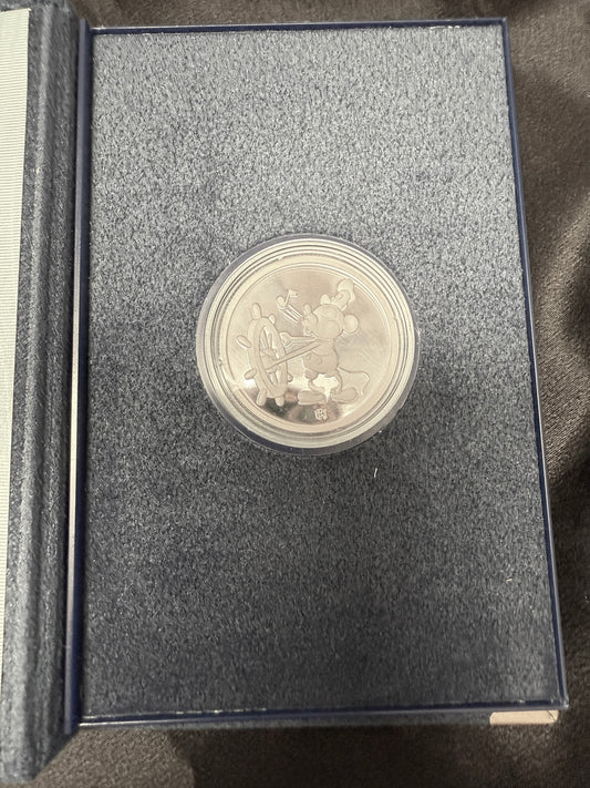 Limited 60 Year Mickey Commemorative 99.9% Silver Proof Coin Excellent Condition