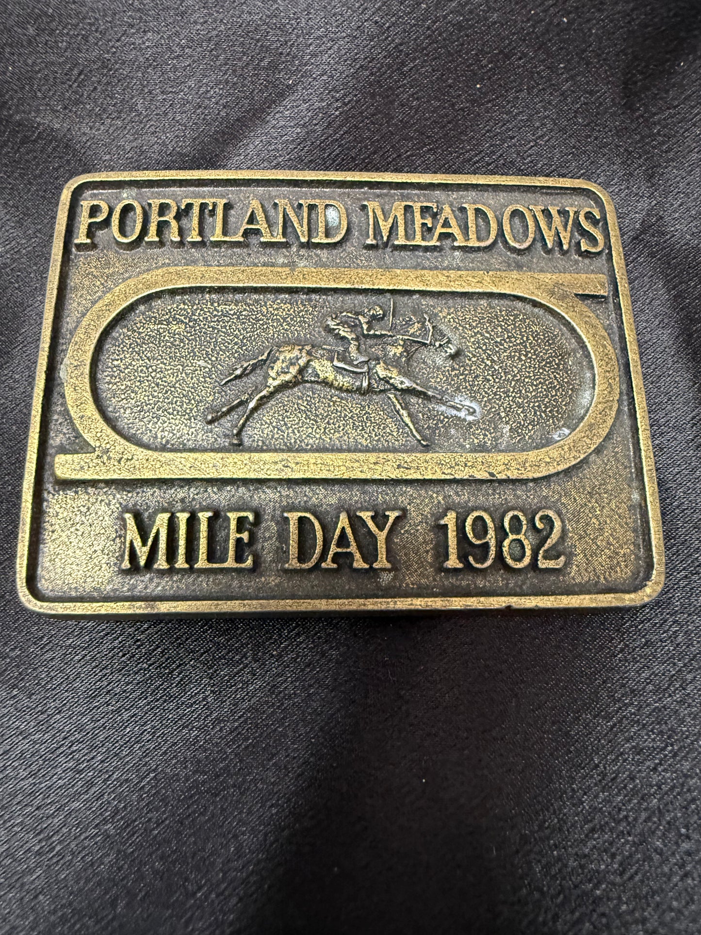 Portland Meadows Mile Day 1982 Belt Buckle