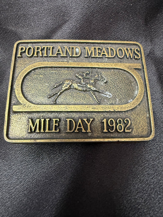 Portland Meadows Mile Day 1982 Belt Buckle