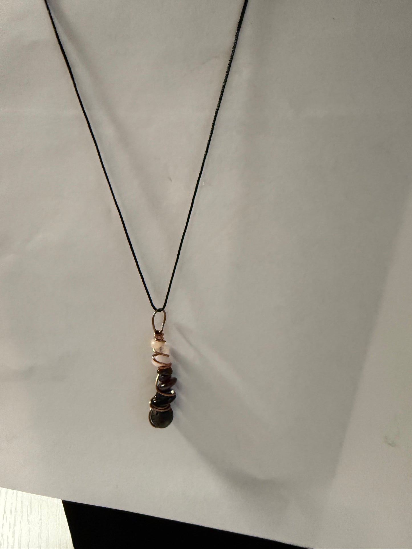 Rose Quartz, Lava, Onyx and Garnet New Beginnings Pendent